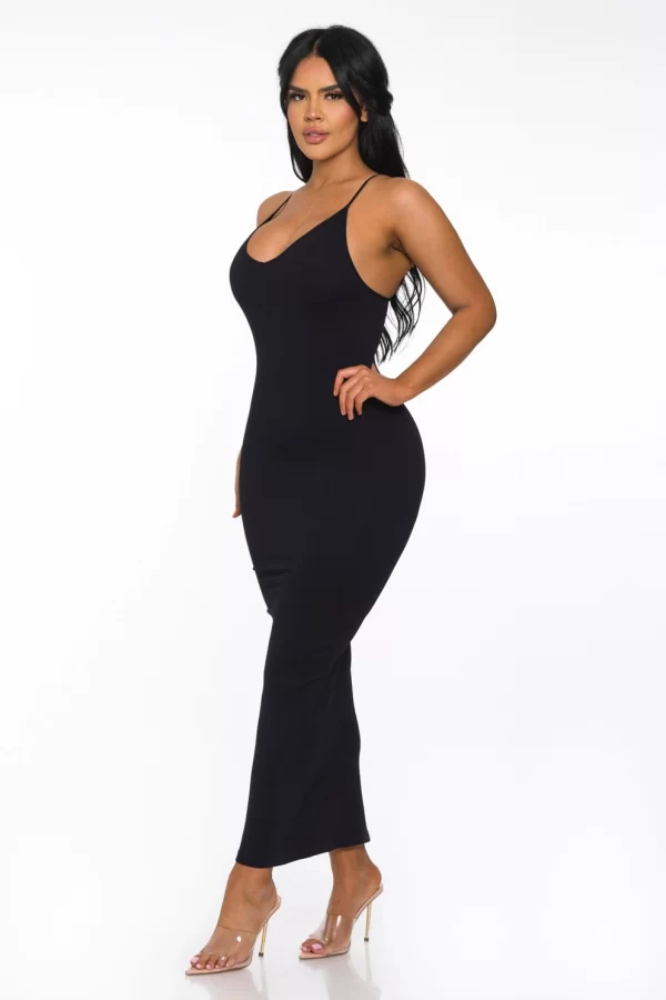 Ribbed Spaghetti Strap Bodycon Maxi Dress