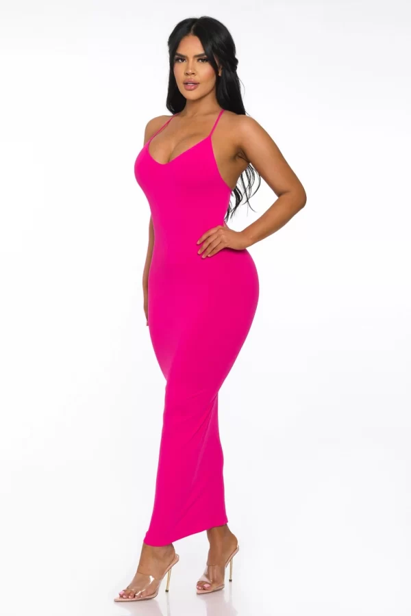 Ribbed Spaghetti Strap Bodycon Maxi Dress