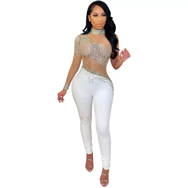 SEE THROUGH RHINESTONE Mesh Bodysuit